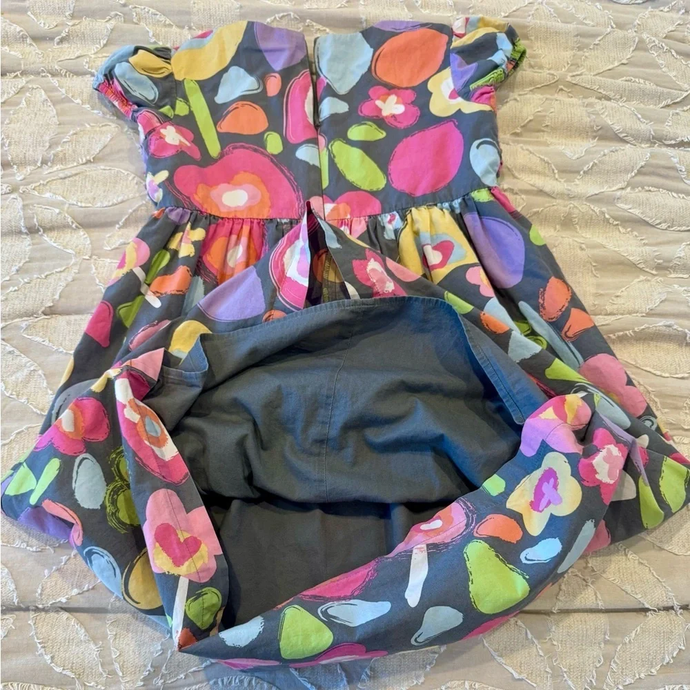 Hanna Andersson Floral Ruffle Dress Girls Size 120 Soft Cotton Spring